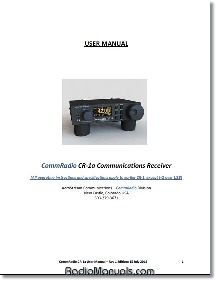 CommRadio CR-1A Instruction Manual - Click Image to Close